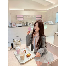批发若语定制 高阶少女感 学院风亚麻棉衬衫半裙羊毛开衫外套三件套