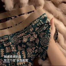 批发男士<b class='q'>内裤</b>中腰美式印花平角裤夏季宽松透气青少年中老年短裤阿罗裤