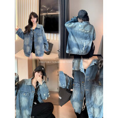 批发实拍港风复古牛仔外套2026年早春新款磨破宽松BF风设计感嘻哈<b class='q'>夹克</b>