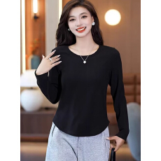 批发设计感双U下摆打底衫内搭秋冬德绒保暖长袖T恤纯色正肩内搭上<b class='q'>衣服</b>