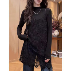 批发纯色蕾丝镂空内搭外穿吊带连衣裙女2026早春新款时尚叠穿<b class='q'>背心</b>裙子