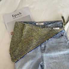 批发韩国博主2025早秋百搭格子三角针织头巾女搭配腰帘装饰小披肩围巾