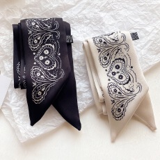 批发韩版气质腰果花丝巾长条时尚百搭飘带围巾领巾多功能扎发绑包飘带