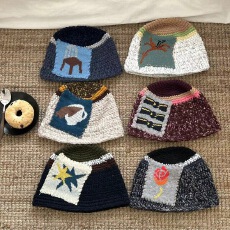 批发韩国小众设计手工渔夫帽保暖帽男秋冬百搭针织帽女冷帽加厚毛线帽