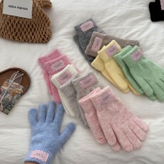 韩国羊毛针织手套女秋冬季ins保暖骑行分指手套可触屏防寒手套