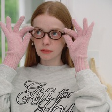 韩国设计师款50羊毛混纺拼色针织保暖手套女秋冬柔软毛线露指手套