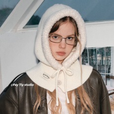 批发小雪人设计时髦风雪帽巴拉克拉法帽针织抽绳秋<b class='q'>冬</b>保暖护耳帽套帽