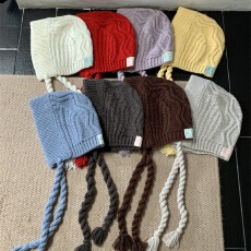 批发韩国氛围感粗棒辫子针织帽ins护颈围脖一体巴拉克拉法帽毛线帽秋