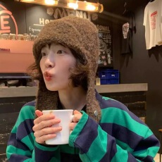 批发韩国羊毛圈圈纱针织飞行帽女秋<b class='q'>冬</b>季显脸小护耳套头保暖毛线雷锋帽