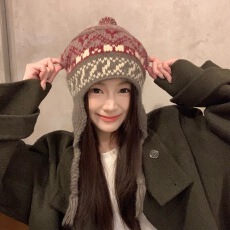 批发尼泊尔手工帽子女秋<b class='q'>冬</b>加绒护耳帽防冻雷锋帽保暖针织帽辫子毛线帽