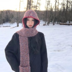 批发2025秋冬季新款彩色点点韩版羊毛混纺保暖围巾帽子手套一体帽女