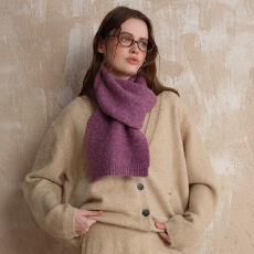 羊毛混纺纯色针织围巾女秋冬季保暖高级氛围感简约毛线围脖披肩