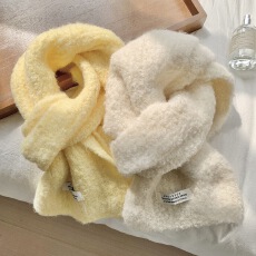 针织围巾女秋冬季2025新款纯色百搭保暖仿羊绒软糯毛绒围脖围巾