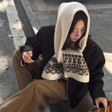 费尔岛针织围巾女秋冬新款加厚保暖韩国甜美优雅情侣学院风披肩