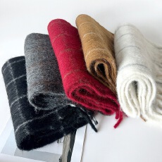 马海毛围巾秋冬纯色羊毛围脖百搭秋冬季加长流苏含男女欧美围巾