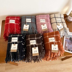 2025格子围巾女秋冬季新款加厚保暖仿羊绒格子披肩百搭流苏围巾