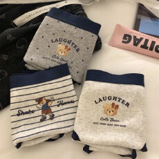 元气满满的女孩 棉柔小熊 英伦风女士内裤女生纯棉三角裤