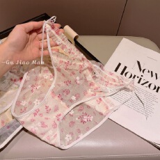 批发玫粉色辣妹少女内裤甜美纯欲蕾丝性感蝴蝶结<b class='q'>三角裤</b>薄款透视纯欲薄