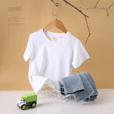 批发儿童短袖t恤纯棉纯色男<b class='q'>女</b><b class='q'>童</b>打底衫白色衣服<b class='q'>童装</b>上衣<b class='q'>背心</b>全棉100%
