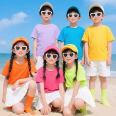 批发纯棉男女儿童糖果色彩色短袖<b class='q'>t</b><b class='q'>恤</b>小学生幼儿园亲子装<b class='q'>班</b><b class='q'>服</b>体恤衫