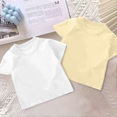 批发儿童白色纯棉短袖t恤夏季2025新款中小童半袖男女孩纯色上衣体恤