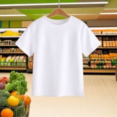 纯棉夏季短袖男女同款纯白色上衣圆领体恤白t恤儿童节纯白色t恤