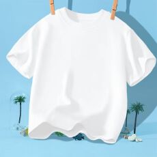 批发100%纯棉新款儿童夏季短袖纯色t恤男女童装学生版长袖吸汗衫上衣