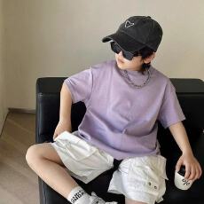 批发男<b class='q'>女童</b><b class='q'>t</b><b class='q'>恤</b><b class='q'>宽松</b>短袖纯色2025新款半袖夏装潮中大儿童纯棉男孩上衣