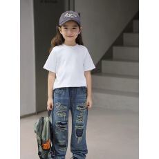 批发<b class='q'>女童</b>短<b class='q'>袖</b><b class='q'>t</b><b class='q'>恤</b>2024夏季新款儿童简约纯色打底<b class='q'>T</b>半袖透气吸汗纯棉上衣