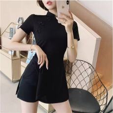 批发包臂中式套装旗袍名媛小黑裙修身<b class='q'>秋</b>季显瘦新款改良版连衣裙两件套