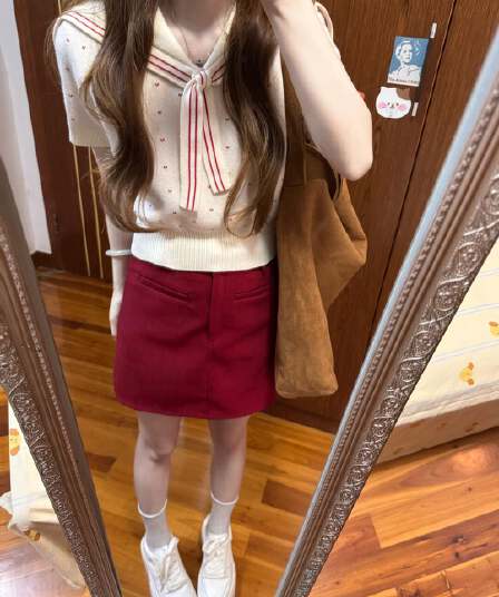 대학 스타일 사랑 해군 칼라 짧은 소매 니트웨어 여자 여름 새로운 디자인 센스 Chic 소매 웨이브 포인트 맨위