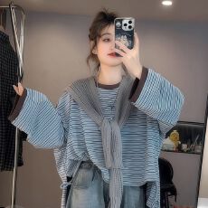 批发高弹爽棉索洛<b class='q'>纳</b>圆领长袖 单件条纹 没有披肩