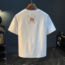 批发原版刺绣 螺纹领 实价19支220克纯棉<b class='q'>短袖</b>t恤后包肩领