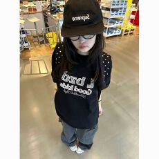 批发刺绣内加贴布 钉珠 螺纹领 后包肩领19支220克纯棉<b class='q'>短袖</b>t恤