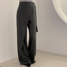 批发现 货<b class='q'>韩国</b>chic 设计感系带别致休闲西装长裤