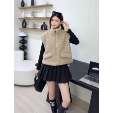 批发<b class='q'>韩国</b>东大门<b class='q'>代购</b> 立领拉锁百搭毛茸茸马甲