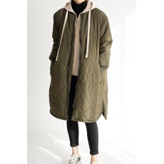 批发大量出 韩版棒球领绗缝棉服<b class='q'>中长款</b>保暖棉衣 防风大外套秋冬款