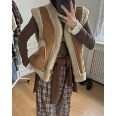 批发有货韩式减龄皮毛一体羊羔毛<b class='q'>马甲</b>