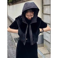 批发有货 韩国东<b class='q'>大</b>门小香风气质连帽拉链皮毛一体马甲外套<b class='q'>女</b>