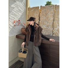 批发两面穿毛毛马甲外套女<b class='q'>冬</b>季穿搭夹棉连帽韩版马夹上衣