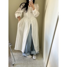 批发法式优雅立领刺绣提花设计褶皱收腰显瘦灯笼袖长款<b class='q'>连衣裙</b>