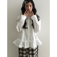 批发已出 2026新款韩版百搭荷叶边<b class='q'>衬衫</b>连衣裙女