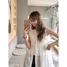 批发有货法式系带刺绣<b class='q'>罩衫</b>背心裙女2025夏季宽松韩系内搭裙子上衣