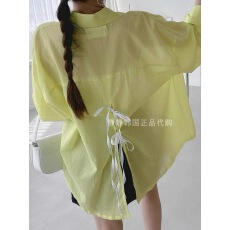 批发后背系带薄款<b class='q'>全棉</b>衬衫2026夏季新韩国