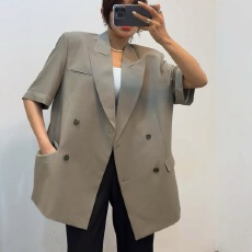 批发有货韩国东大门 25夏季 纯色简约<b class='q'>百搭</b>系带西装外套