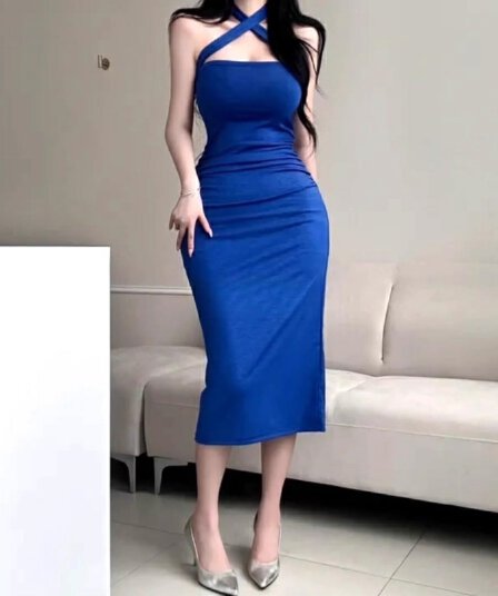 봄 여름 새로운 품격 몸매 가꾸기 보트넥 오프숄더 레이스업 타이트 스커트 롱 스커트 몸매 가꾸기 슬림해 보이는 mo 가슴 하이웨이스트 드레스