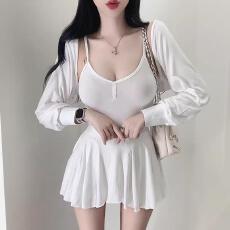 批发<b class='q'>韩国</b><b class='q'>代购</b><b class='q'>正品</b> LM595超火巨好看性感掐腰吊带裙防晒开衫两件套be