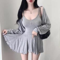 批发<b class='q'>韩国</b><b class='q'>代购</b><b class='q'>正品</b> LM595超火巨好看~性感掐腰吊带裙防晒开衫两件套be