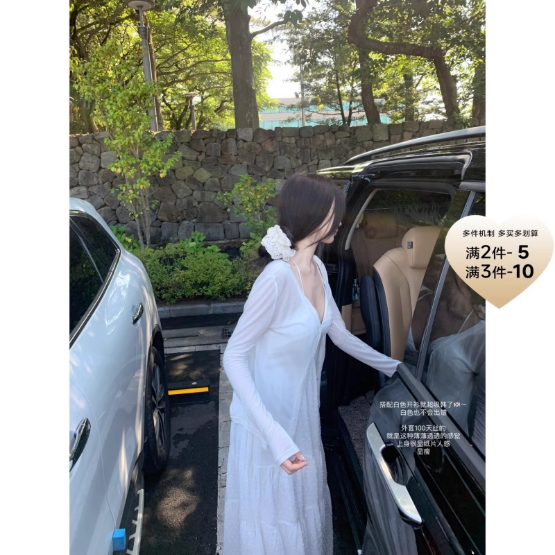 한국 새로운 100 일 실크 원단 미니멀리즘 고급 센스 순수한 욕망 외부 가져 가라. 얇은 스타일 자외선 차단 단추 오픈 가디건 작은 외투