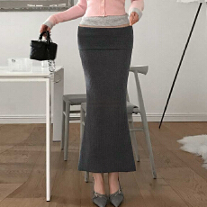 批发韩国东大门新款气质<b class='q'>百搭</b>性感显身材显瘦低腰包臀针织鱼尾半身裙女